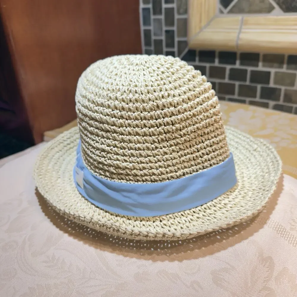 Dolce & Gabbana Straw Beach Hat Light Blue Summer Women’s